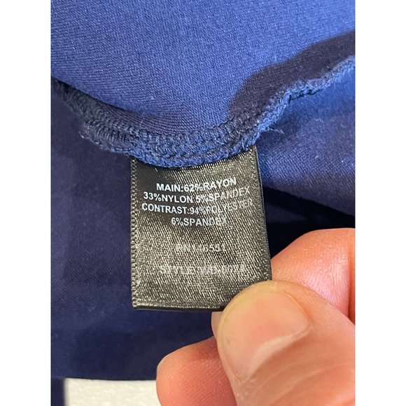 SABIE Women's Sheath Midi Dress Draped Ruffle V Neck Long Sleeve Blue Size Large - Picture 8 of 9